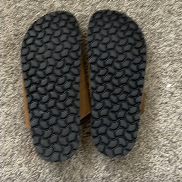 Zara Brown Buckled Leather Sandal Flats Sz 9 - Picture 2 of 7